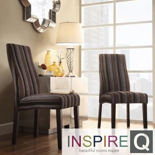 Inspire Q Marcey Dark Tonal Stripe Wave Back Dining Chair (set Of 2)