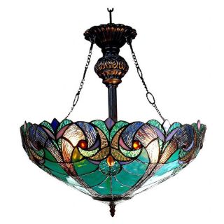 Tiffany style Victorian Design 2 light Inverted Pendant Light