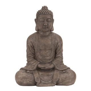 31 inch Sitting Buddha Polystone Table top Sculpture