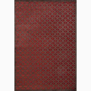 Handmade Red/ Brown Art Silk/ Chenille Modern Rug (76 X 96)