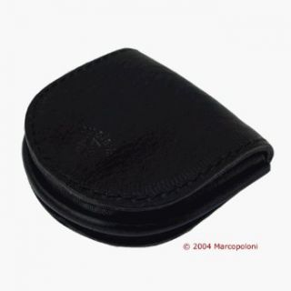 TACCO   Italian Leather Coin Purse (Black) Leather Change Pouch Clothing
