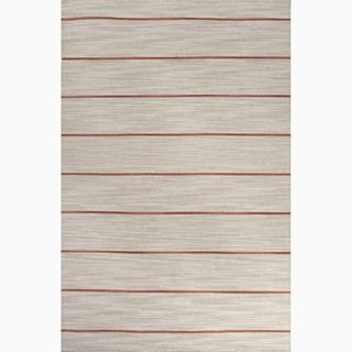 Handmade Stripe Pattern Gray/ Red Wool Rug (9 X 12)