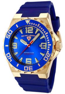 Swiss Legend 10008 YG 03 BLB  Watches,Mens Expedition Gold IPSS Case Blue Silicone, Casual Swiss Legend Quartz Watches