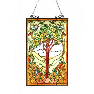 Tiffany Design Tree Of Life Stained Glass Panel