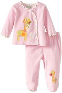 Happi by Dena Baby Girls Newborn Jungle Friends 2 Piece Velour Footed Pant Set, Pink, 3 6 Months Clothing