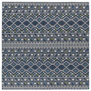 Flatweave Tribeca Blue Wool Rug (8 Square)