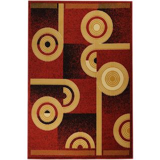 Paterson Abstract Dark Red Area Rug (82 X 910)