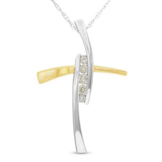 Diamond Accent Bypass Cross Pendant in 14K Two Tone Gold   Zales
