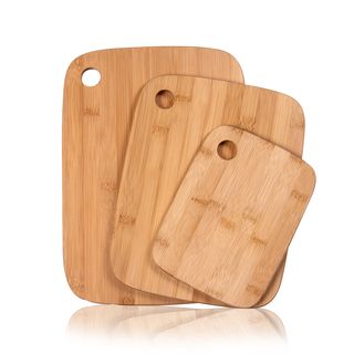 Adeco 3 piece 100 percent Natural Bamboo 0.4 inch Thick Chopping Board Set