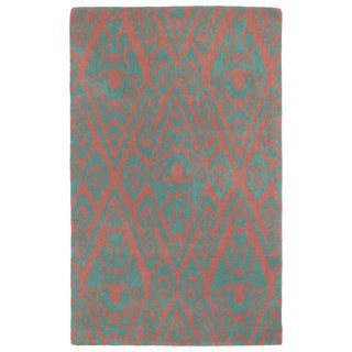 Kaleen Rugs Hand tufted Runway Pink/ Teal Ikat Wool Rug (96x13) Green Size 96 x 13
