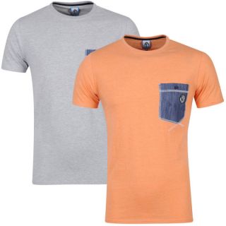 Carter Mens Boom 2 Pack T Shirt   Grey Marl/Tango Orange      Clothing