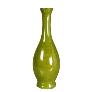 Decorative14.5 inch Green Wood Vase