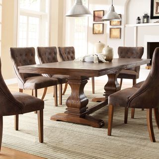 Atelier Traditional French Burnished Brown Pedestal Extending Dining Table