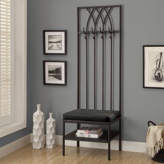 Monarch 72 inch Black Hammered Metal Entry Bench