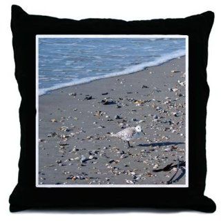 Seagull on the Beach Decorative Throw Pillow, 18"  