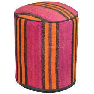 Handmade Stripped Multicolored Wool Ottoman