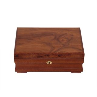 Burl Wood Pattern Locking Jewelry Collection Box