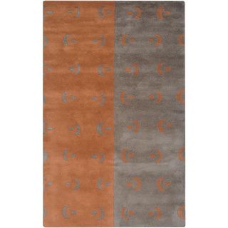 Hand tufted Designer Trends Grey/ Orange Wool Rug (3 X 5)