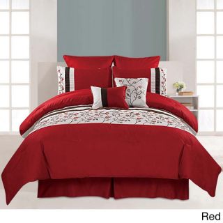 N/a Embroidered 8 piece Melbourne Cotton Comforter Set Red Size King