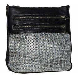 Womens Blingalicious Glittery Messenger Bag Q2991 Black