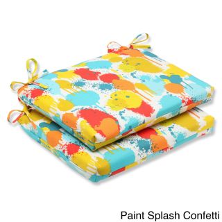 Pillow Perfect Paint Splash Squared Corners Outdoor Seat Cushion (set Of 2)