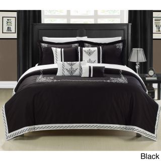 Chic Home Athens 7 piece Cotton Comforter Set Black Size King