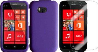For Nokia Lumia 822 Hard Cover Case Dark Purple+LCD Screen Protector Cell Phones & Accessories