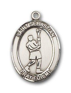 Sterling Silver St. Sebastian Lacrosse Medal Jewelry