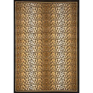 Black/ Tan Leopard Woven Area Rug (52 X 74)