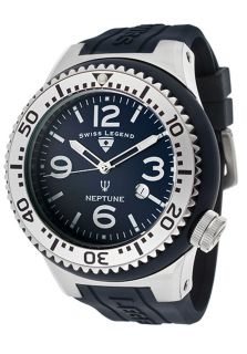 Swiss Legend 21818S F DC  Watches,Mens Neptune Navy Blue Dial Silver Tone Bezel Navy Blue Silicone, Casual Swiss Legend Quartz Watches