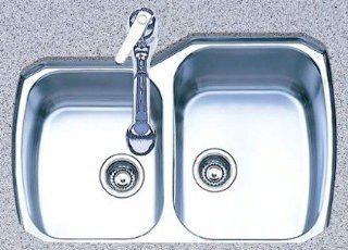 Oliveri 834U Stainless Steel Sink, Double Large/Small Basin, Large Basin on Right, Down Undermount   Double Bowl Sinks  