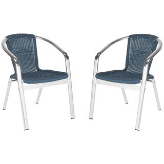 Wrangell Teal Indoor Outdoor Stackable Arm Chair (set Of 2)