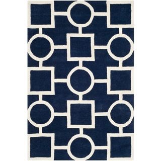 Safavieh Handmade Moroccan Chatham Dark Blue/ Ivory Wool Area Rug (4 X 6)