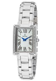 Bulova 96R160  Watches,Womens Bulova Diamond White MOP Dial Stainless Steel, Casual Bulova Quartz Watches