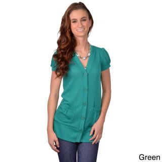 Journee Collection Journee Collection Juniors Short sleeve Button up Long Cardigan Green Size S (1  3)
