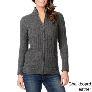 Ply Cashmere Ply Cashmere Womens Cable Knit Zip Front Cashmere Sweater Grey Size XS (2  3)