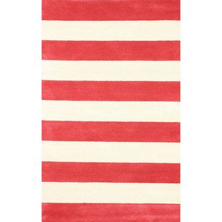 Nuloom Hand tufted Wide Stripes Red New Zealand Wool Rug (76 X 96)