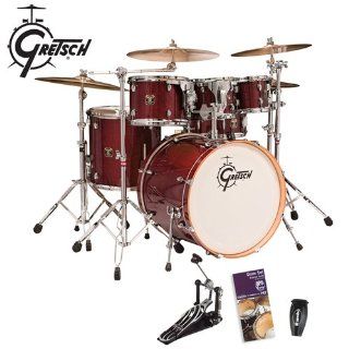 Gretsch Catalina Maple Cherry Gloss 6 Piece Shell Kit (CMT E825P TE)   Bonus Includes Evans Drumset Survival Guide, LP Rumba Shaker (LP201BK) & Gibraltar Bass Drum Pedal (6611) Musical Instruments