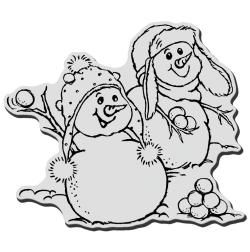 Stampendous Christmas Cling Rubber Stamp   Snowball Fight