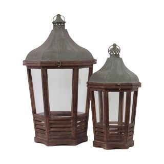 Wooden Lantern (set Of Two)