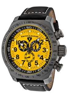 Swiss Legend 22828 GM 07  Watches,Mens SL Pilot Chronograph Yellow Dial Black Leather, Chronograph Swiss Legend Quartz Watches