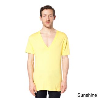 American Apparel American Apparel Unisex Sheer Jersey Deep V neck T shirt Yellow Size S