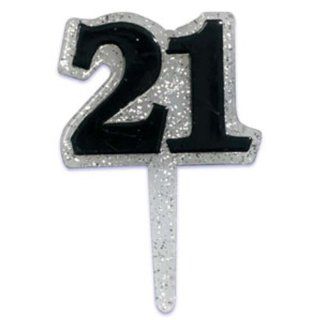 Dress My Cupcake DMC41HB 829SET 21st Birthday Glitter Pick Decorative Cake Topper, Black/Silver, Case of 144 Kitchen & Dining