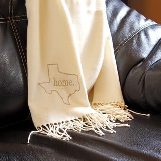 Personalized Embroidered Home State Throw Blanket   Cream