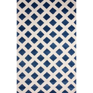 Nuloom Hand tufted Lattice Wool Blue Rug (8 6 X 11 6)