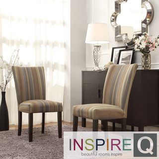 Inspire Q Catherine Mocha Tonal Stripe Parsons Dining Chair (set Of 2)