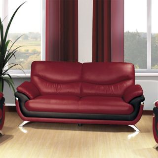 Alicia Red/black Faux Leather Modern Sofa