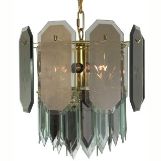7 light Reflex Panels/ Spears Polished Brass Chandelier