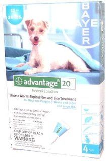 Advantage 2 Dog Teal for Dog, Size 11 20 LB/4PACK  Pet Flea Drops 