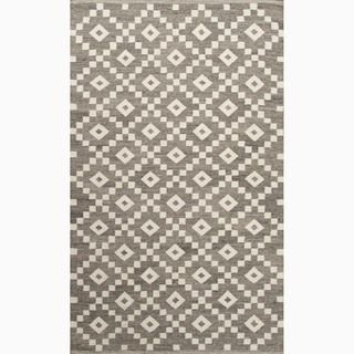 Hand made Gray/ Ivory Wool Easy Care Rug (4x6)
